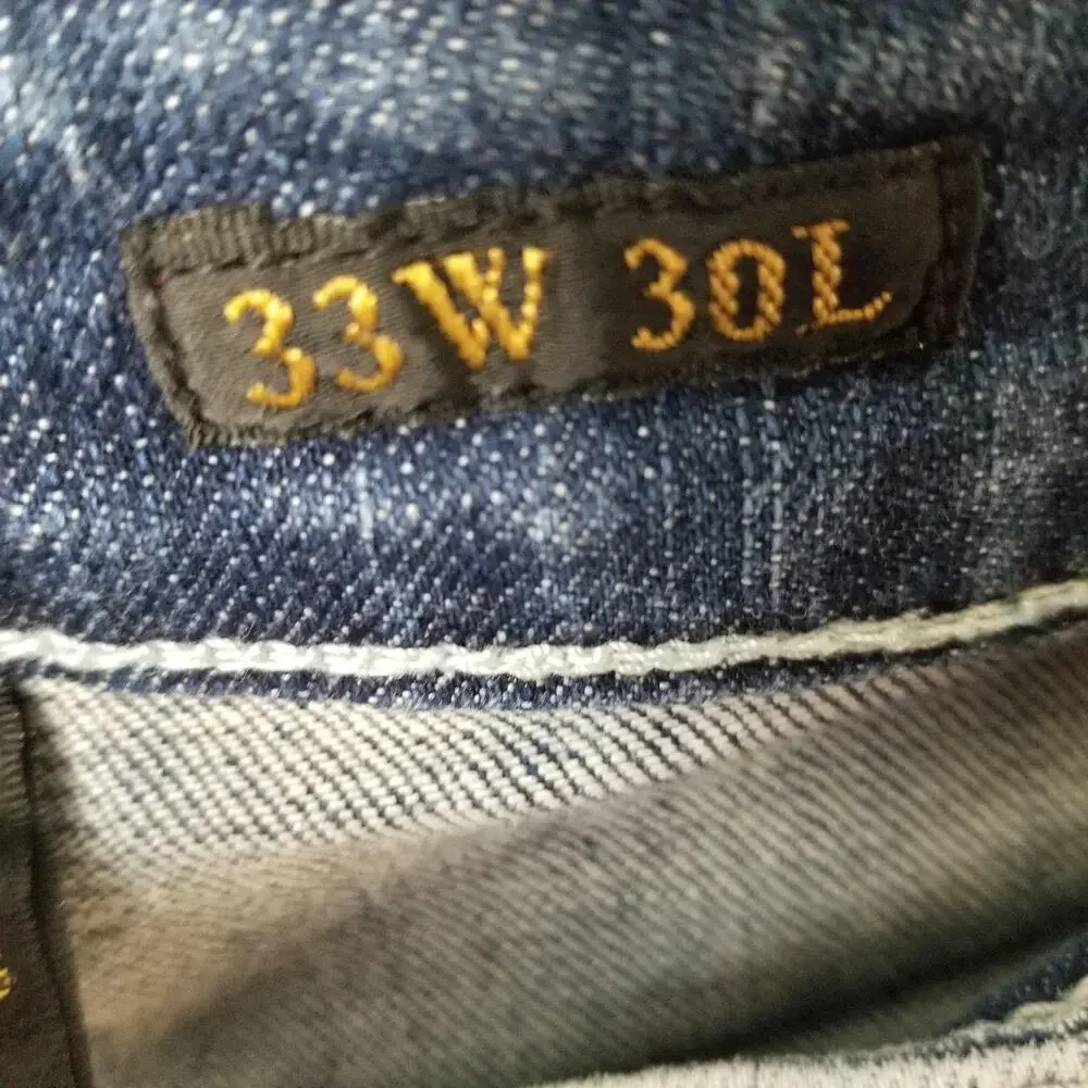 Helix Slim Straight Jeans Mens 33x30 Blue Medium Wash‎ Distressed Denim Pants